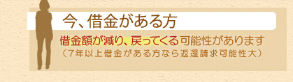 今 、借金がある方 借金額が減り、戻ってくる可能性があります(7年以上借金がある方なら返還請求可能性大)
